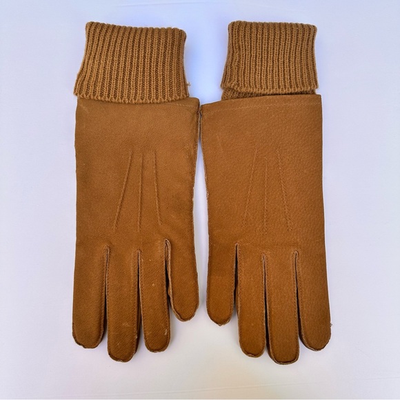 Fownes Brown Suede Gloves with Knitted Cuffs NWT - Picture 13 of 16